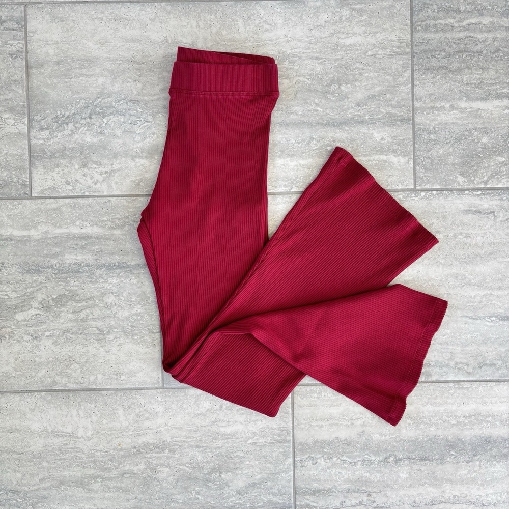 Victoria's Secret PINK Red Stretch Cotton Ribbed Flare Leggings Sizeâ Small